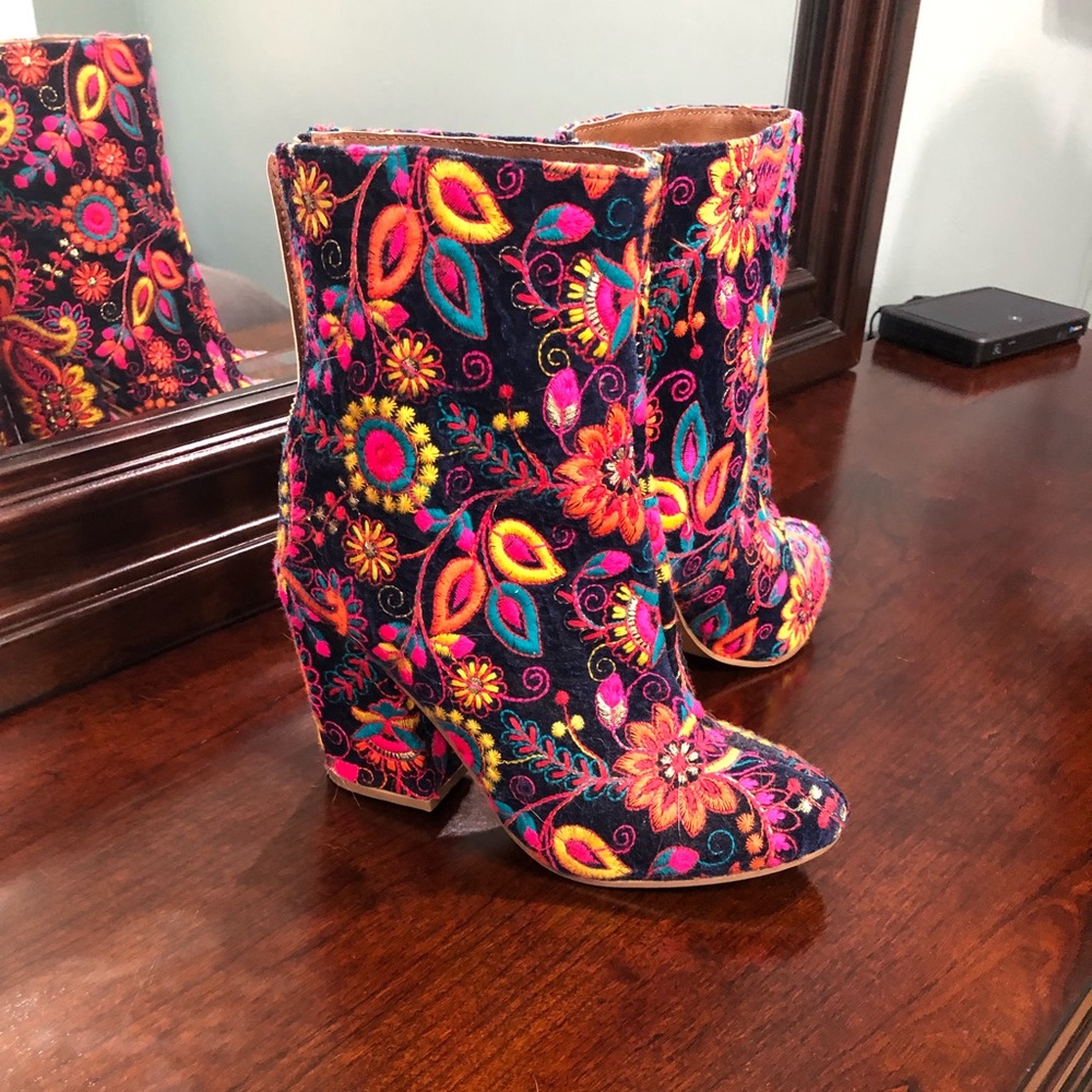 Floral Ankle Boots